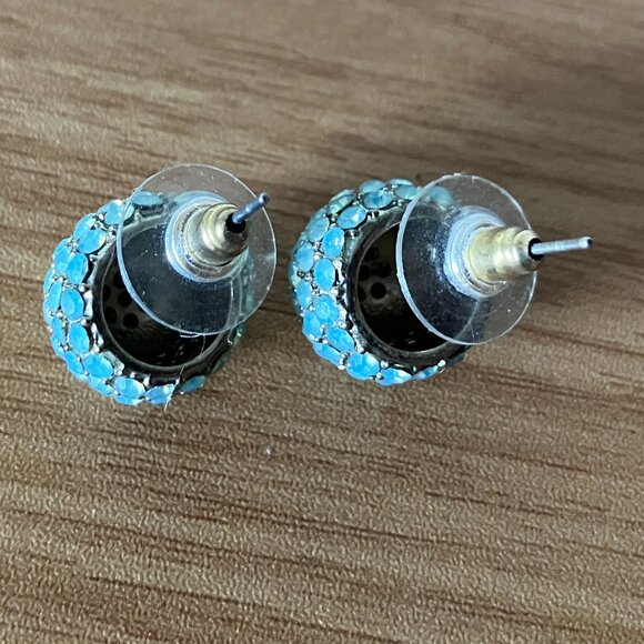 Teal/Turquoise and Gold Dome/Round Earrings - Picture 3 of 4